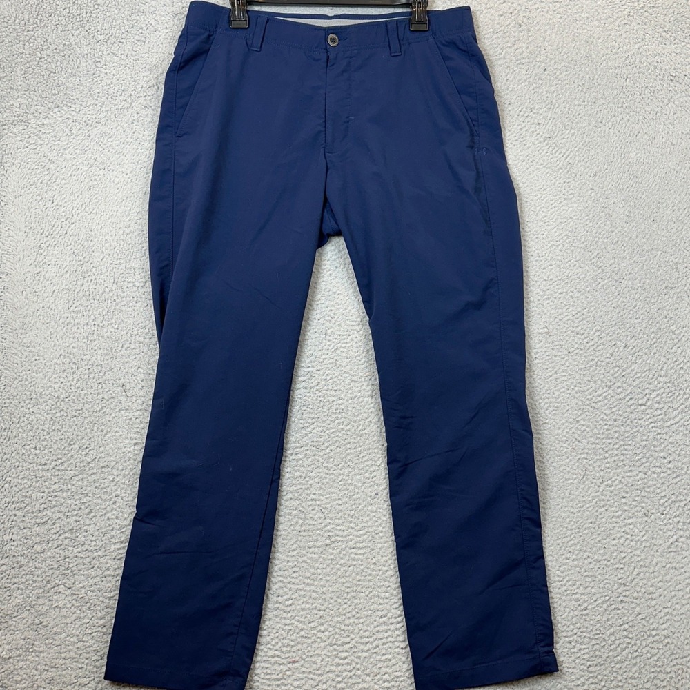 Under Armour Pants Mens 36X30 Golf Chino Navy Blue Performance Stretch Logo EUC